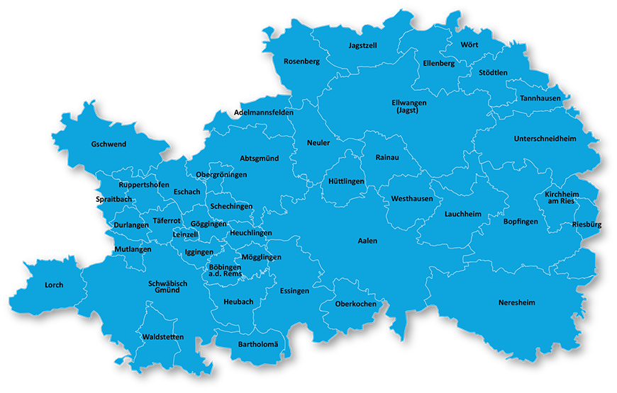 Ostalbkreis Karte mit Kommunen
