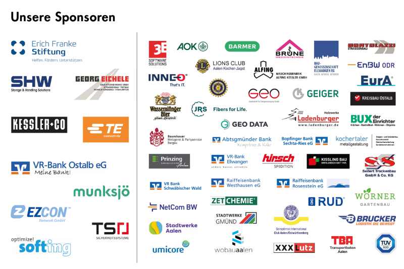 Screenshot einer Seite mit dem Titel 'Unsere Sponsoren'. Darunter sind mehrere Logos nebeneinander bzw. verteilt zu sehen.