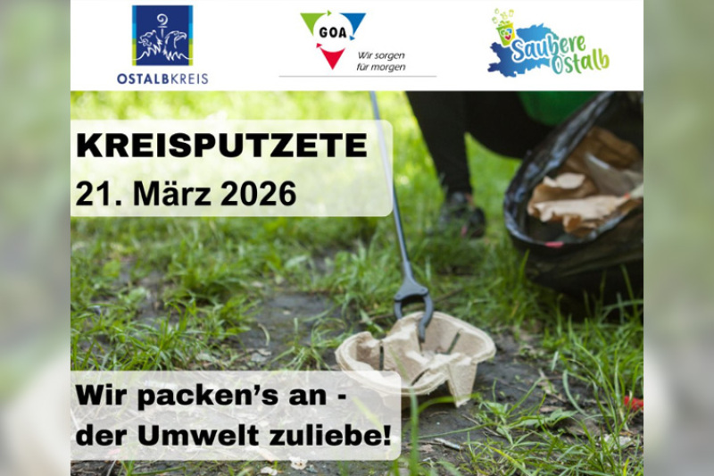 Plakat Kreisputzete 21. März 2026 mit Schriftzug 'Wir packen's an - der Umwelt zuliebe'