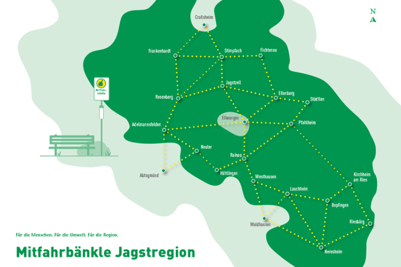 Mitfahrbänkle Jagstregion - Übersichtskarte