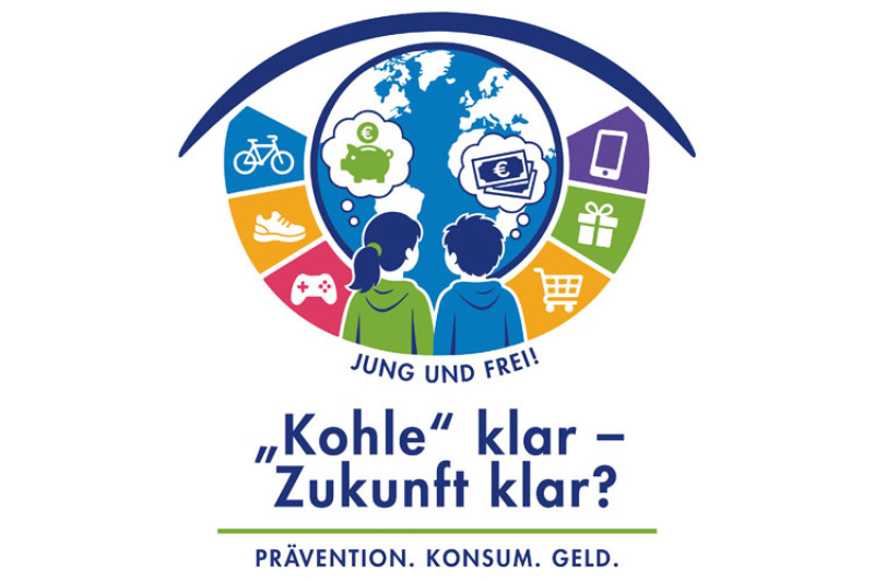Bildmarke: Präventionsprojekt 'JUNG UND FREI! 'Kohle' klar - Zukunft klar?' - gefördert durch Ministerium für Soziales, Gesundheit und Integration Baden-Württemberg