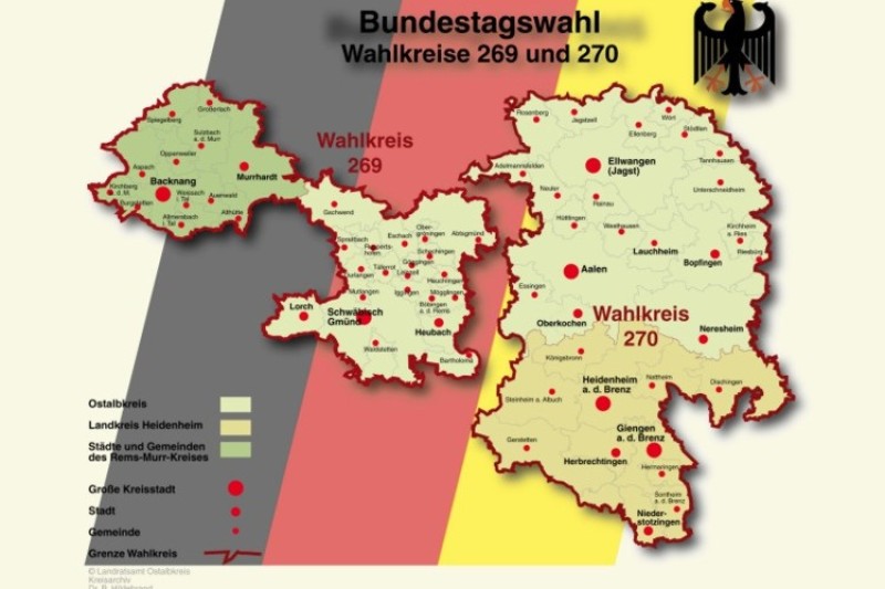 Bundestagswahl - Einteilung der Wahlkreise 269 und 270