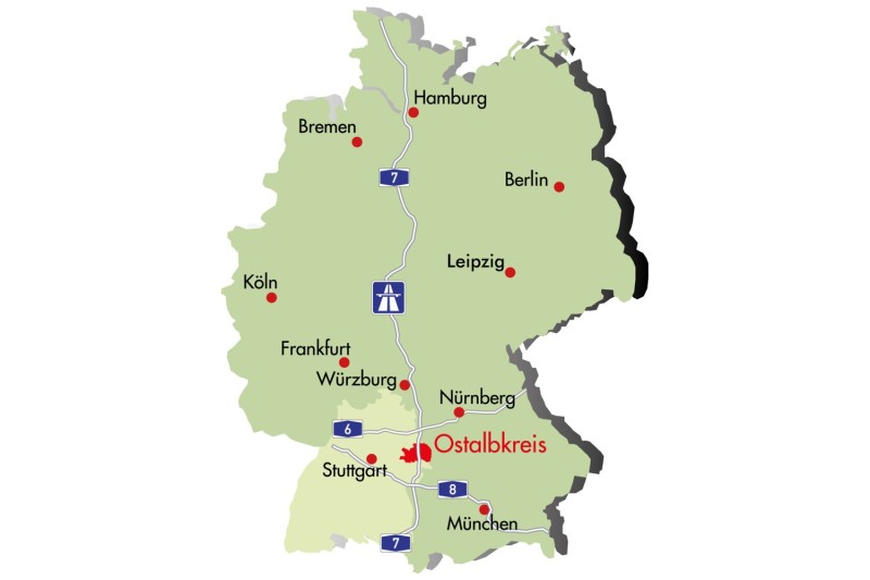 Lage des Ostalbkreis in Deutschland
