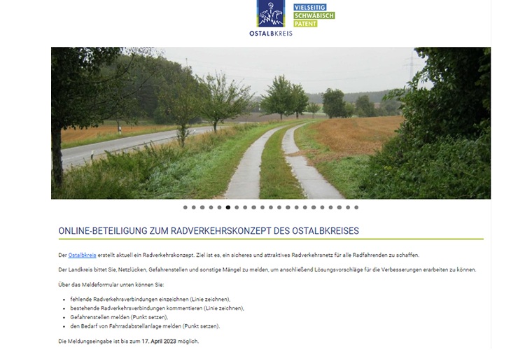 Bürgerbeteiligung zum Radverkehrskonzept des Ostalbkreises gestartet - Über Online-Plattform Anregungen und Mängel zum Radverkehr melden 